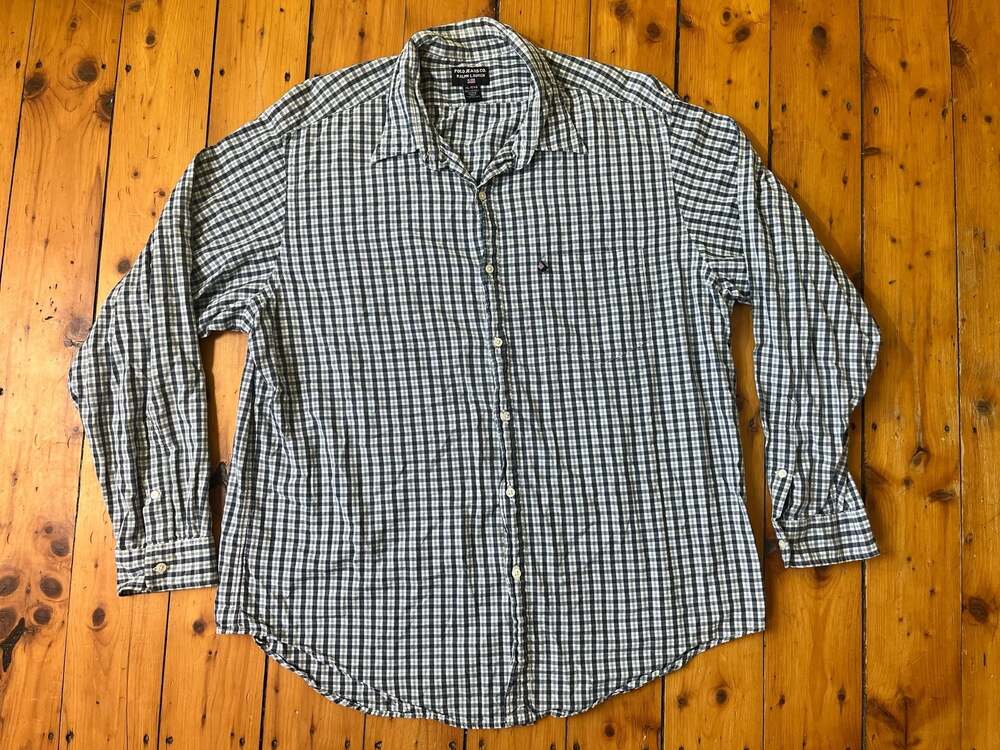 Polo Jeans Co Ralph Lauren Men's XL Long Sleeve Blue and White Button-Down Shirt
